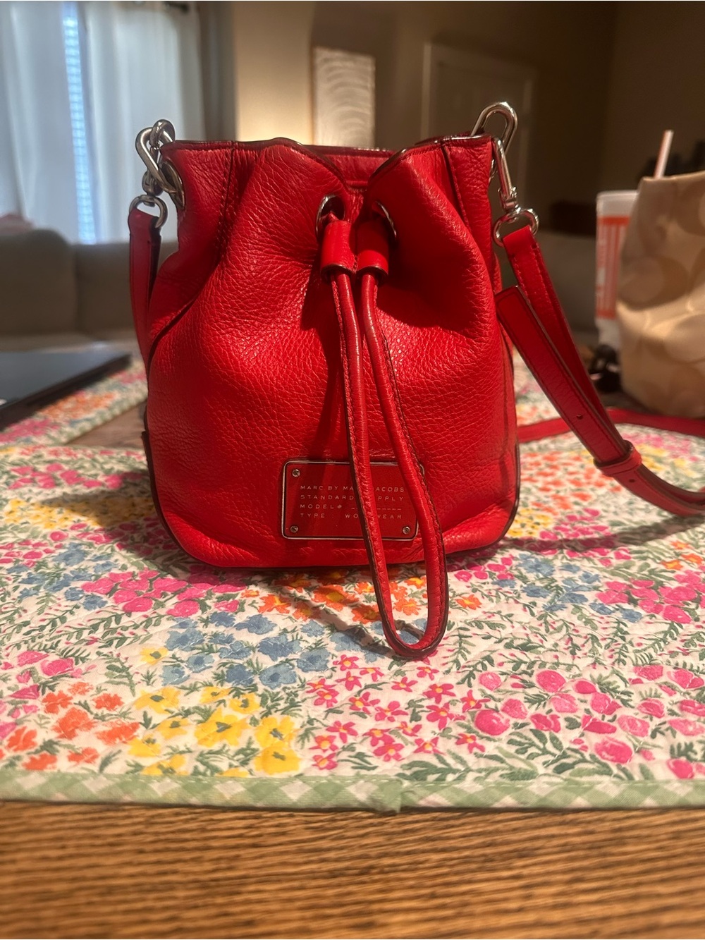 Marc by MarcJacobs Too Hot to Handle Red Leather Drawstring Mini Bucket Bag